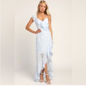 Lulu’s Forever Be Light blue ruffle dress